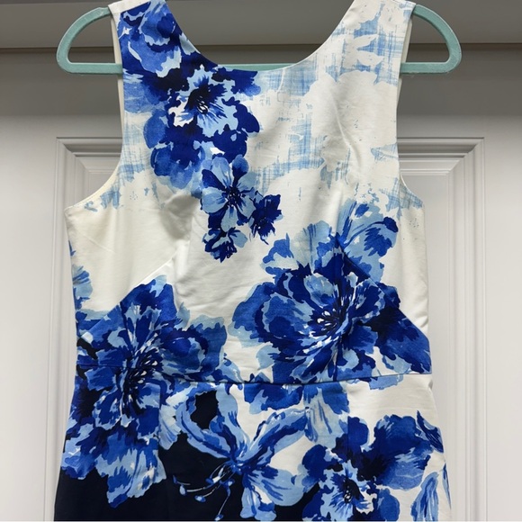 Maeve Blue Floral Stretch Cotton Sateen Open-Back Dress - Picture 5 of 12